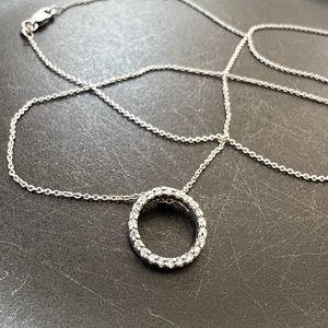 Roberto Coin Tiny Treasures Collection Diamond Circle Pendant Necklace 14K White